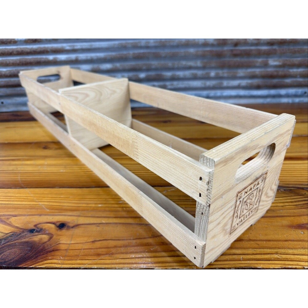 Vintage HTF Long Napa Valley Wooden 60 CD or DVD Storage Rack Wood Crate
